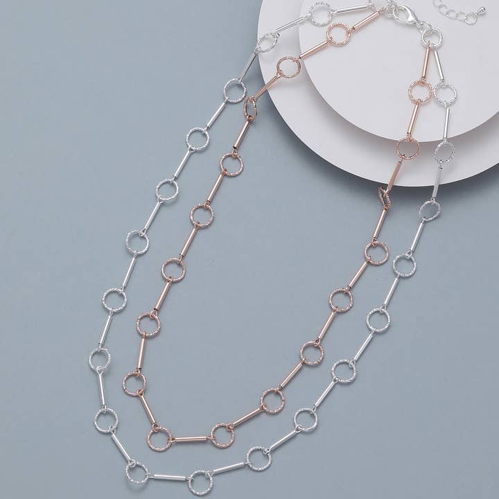 Double Chains(C) Link & Chain Necklace N602884SR/SG for wholesale by Gracee Jewellery