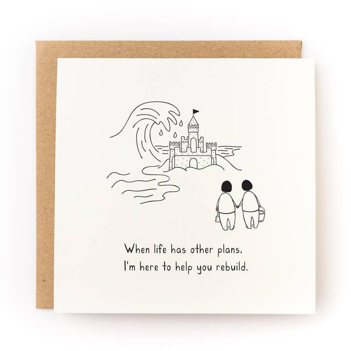 Rebuild Sandcastle Sympathy Card for wholesale by Kwohtations