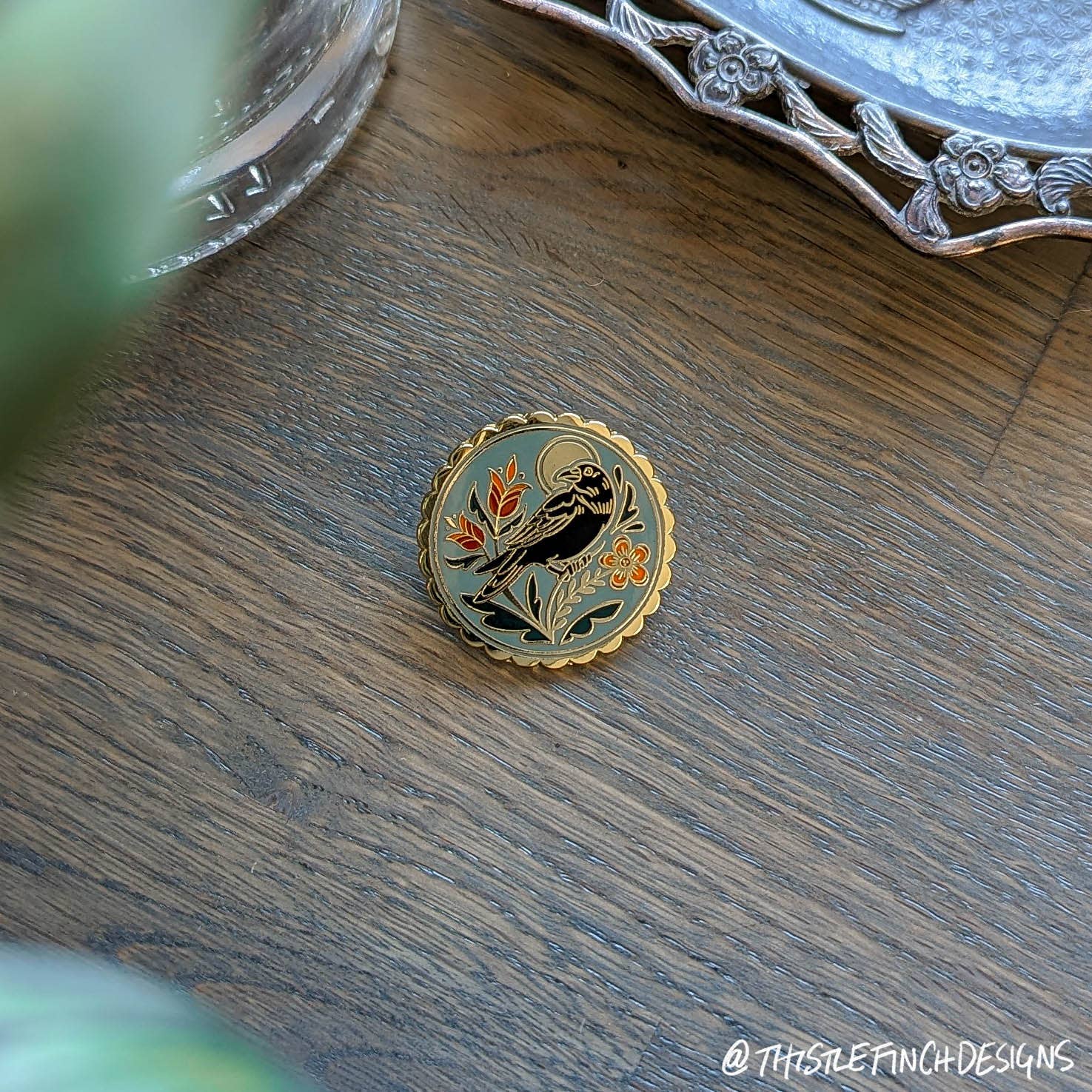Thistle Finch Designs - Wholesale Lapel Pin/Button - Crow Distelfink PA Dutch Hard Enamel Pin4