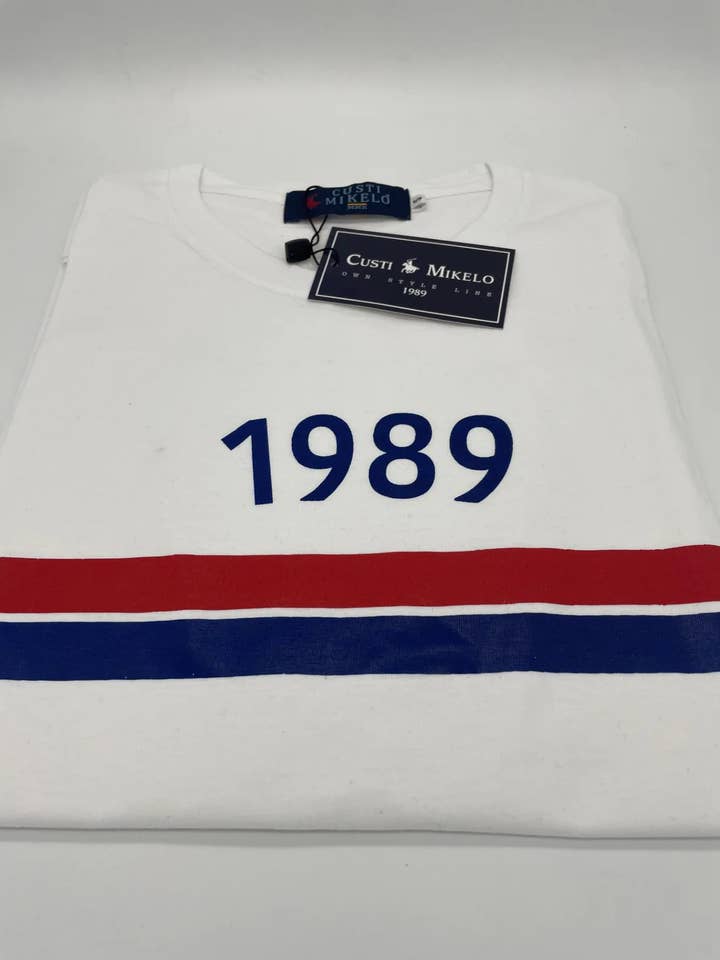 Custi Mikelo - Vente T-shirt sérigraphié – unisexe - T-shirt blanc 1989