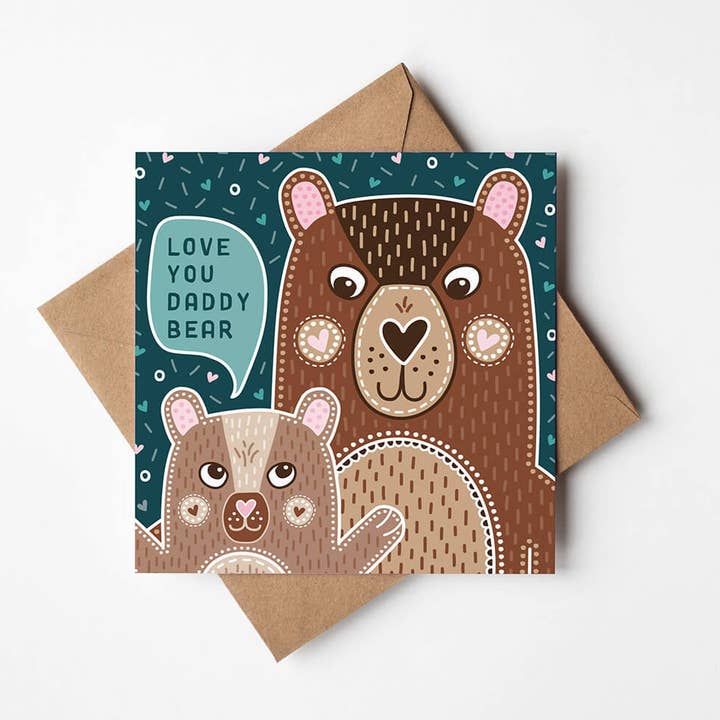 Cute 'Love You Daddy Bear' Father's Day Card for wholesale by Jess A Little Creative