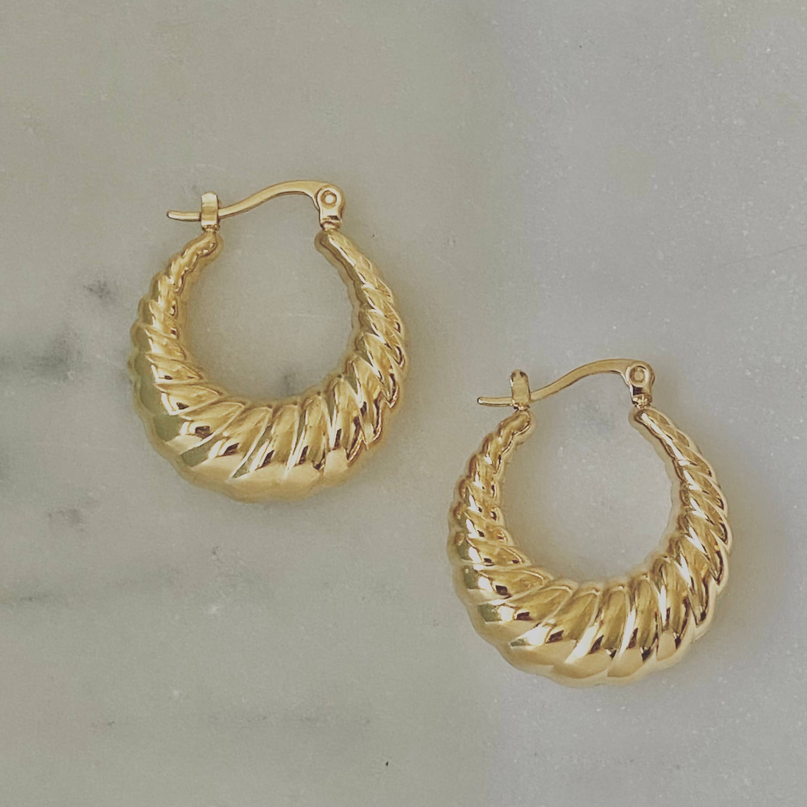 Amady Jewelry - Wholesale Hoop Earrings - Croissant Hoop Earrings Gold Plated over Stainless Steel2