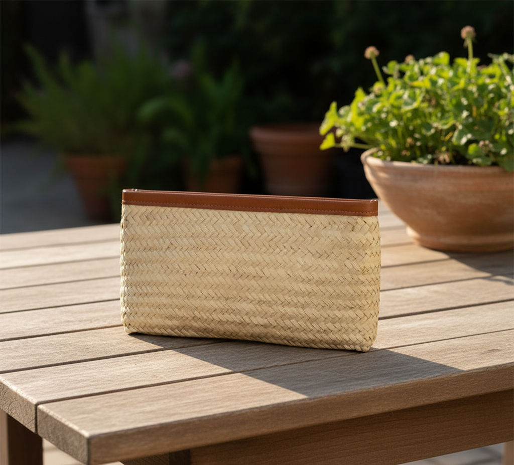 High crafty - Wholesale Clutch Bag - Women's - Handmade Straw Clutch Bag – Natural Palm Leaf Doum Clutch 5