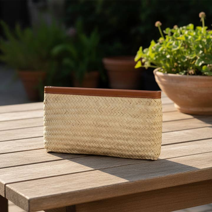 High crafty - Wholesale Clutch Bag - Women's - Handmade Straw Clutch Bag – Natural Palm Leaf Doum Clutch 5
