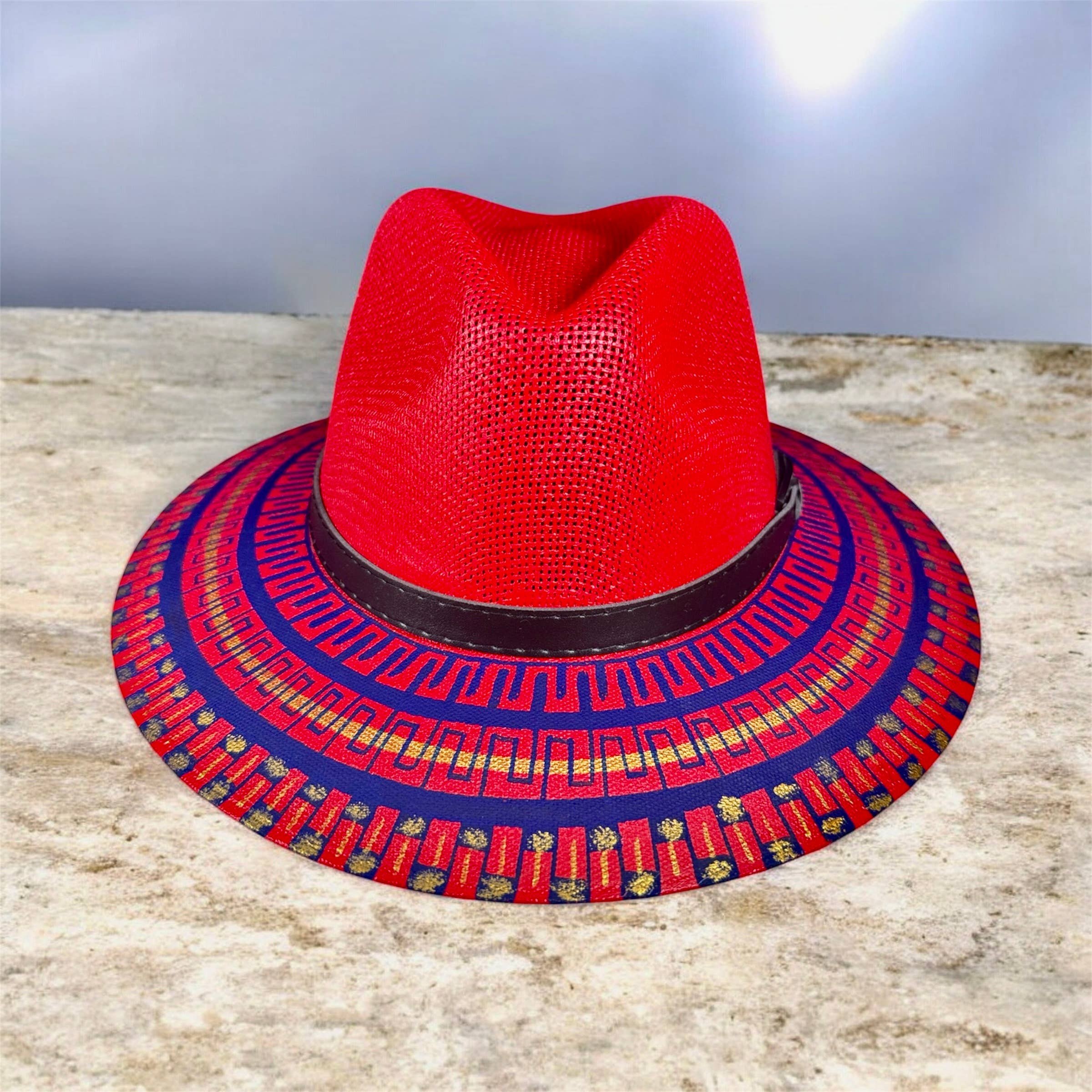 GMCE Global Trading, LLC - Wholesale Straw Hat - Unisex - Premium Detailed Hand-Painted Palm Straw Fedora Hat 1