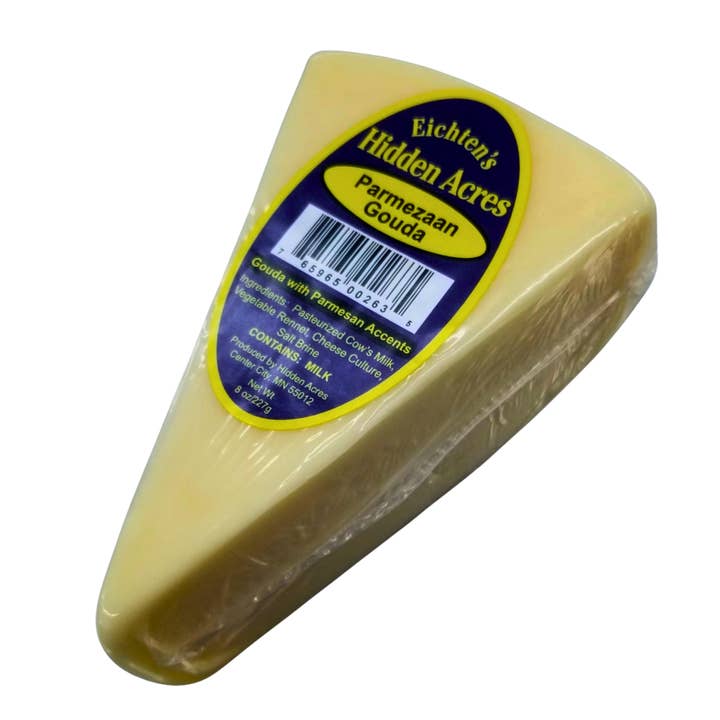 Parmezaan Gouda Cheese Retail 8 OZ Wedge for wholesale by Eichtens Cheese