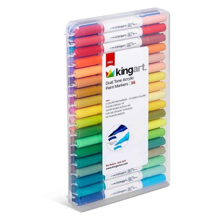 KINGART - Wholesale Marker - Dual Tone Acrylic Markers - 36 Pens / 72 Colors5