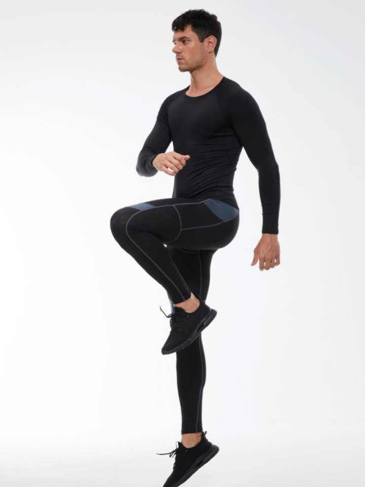 Active by Anna-Kaci - Wholesale Athletic Top - Men's - Men's Long Sleeve Athletic Compression Shirt & Crew Neckline1