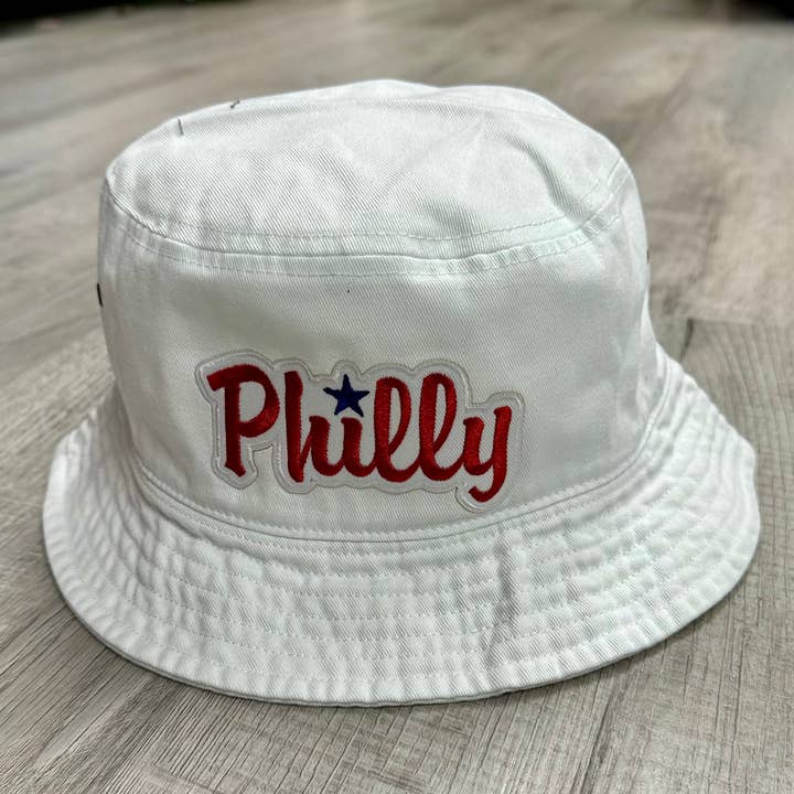 Just C - Wholesale Bucket Hat - Unisex - White Philly Bucket Hat-red