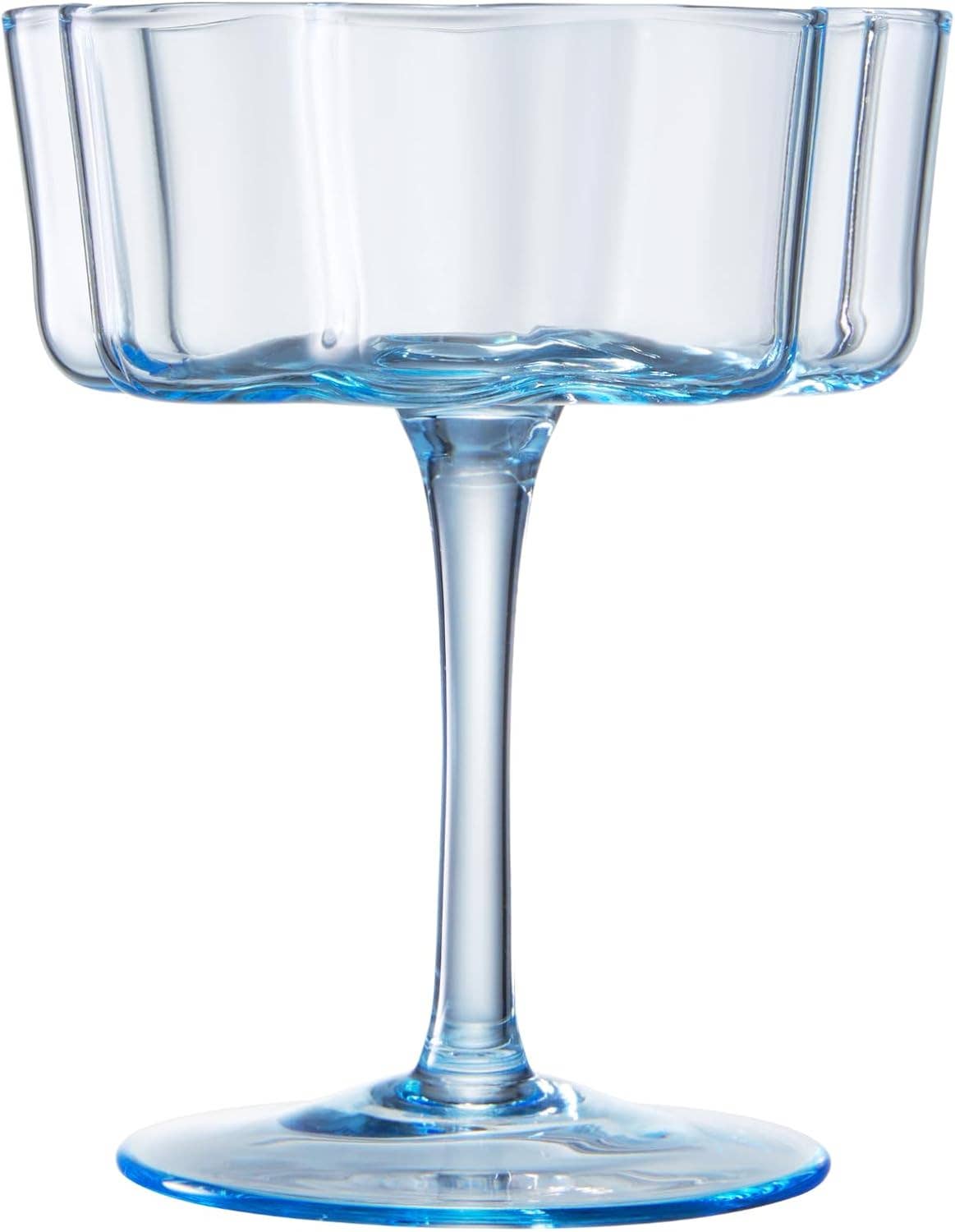 The Wine Savant /  Khen Glassware – Engroshandel Cocktail-/likørglas – Blomsterbølge Coupe Cocktailglas | Sæt med 2 | Koboltblå5