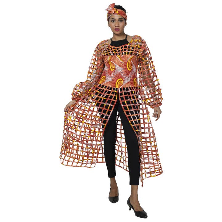 African Stars - Wholesale Dress - Women's - Women's Long Sleeve Smocked Bodice Cage Dress -- FI-ST12219