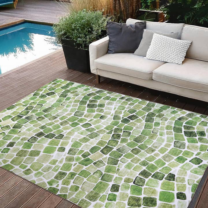 Emery Geometric Machine Washable Foldable Outdoor Rug for wholesale by Fab Habitat