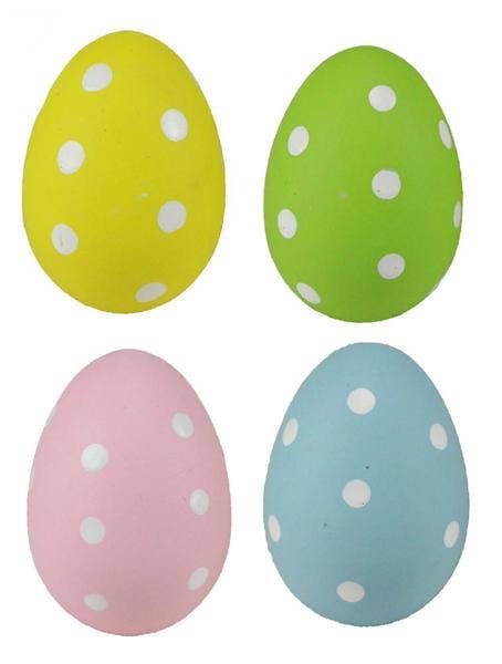 Waterman's Loft Inc. - Wholesale Decorative Tabletop Object - BAG/6 2.25" PLASTIC POLKA DOT EASTER EGG 4 ASST-BLU, PNK, GRN, YLW0