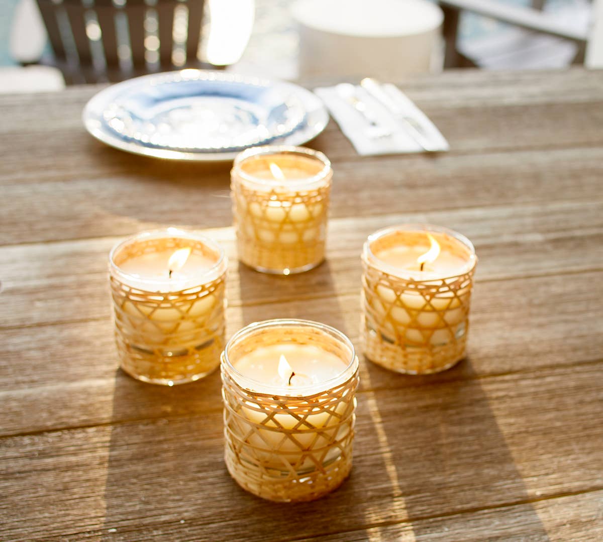 Hillhouse Naturals/Field+Fleur - Wholesale Jar/Filled Candle - Eucalyptus Bamboo Wrapped Candle 7oz. Ctn. 61