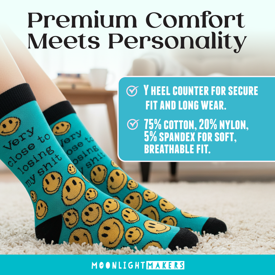 Moonlight Makers - Wholesale Socks - Unisex - Very Close to Losing My Shit - Funny Unisex Socks - Gift2