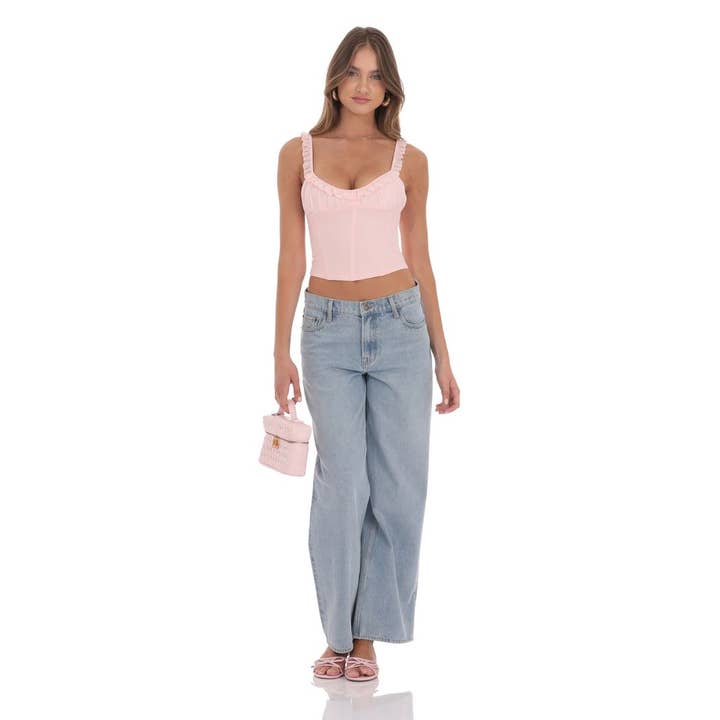 Lucy In The Sky - Wholesale Dress - Women's - Ruffle Scoop Crop Top in Pink