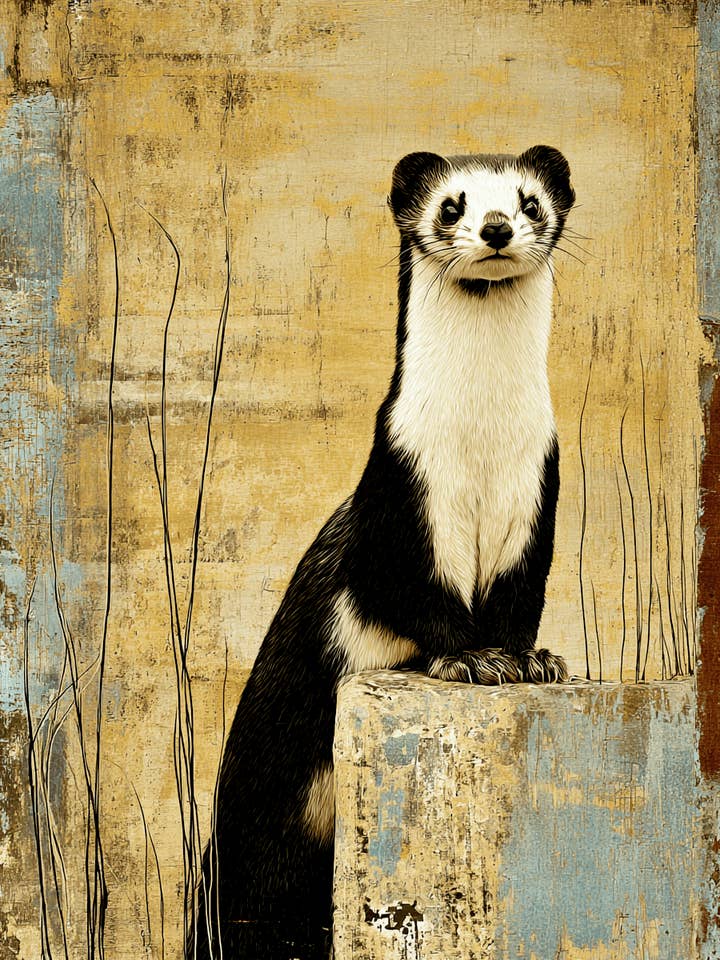 Curious Ferret Vintage Wildlife Art Prints - 8"x10" Artwork for wholesale by Mowbi