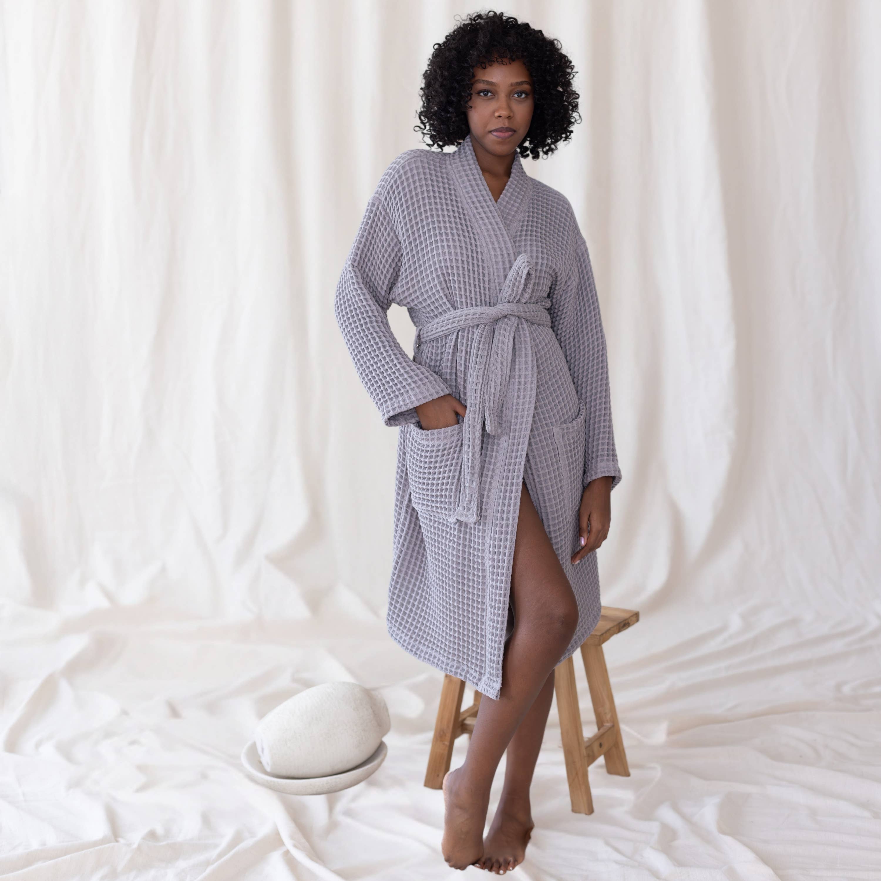 Vivamaison - Wholesale Robe - Unisex - Luxurious Waffle Kimono Bathrobe, 100% Cotton, Unisex Style22