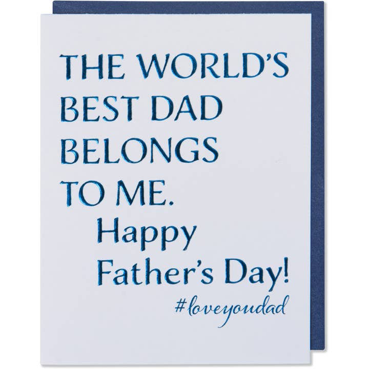 Father’s Day Card – Love You Dad, Blue Foil Embossed for wholesale by WowWordZ