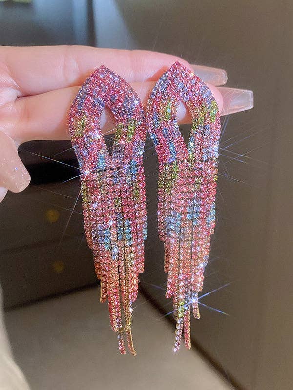 UZ Wholesale Store - Wholesale Tassel Earrings - Gradient Hollow Tasseled Earrings - Gold, Fuchsia, Colorful8