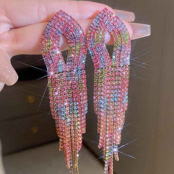 UZ Wholesale Store – wholesale Tassel earrings – Gradient Hollow Tasseled Earrings - Gold, Fuchsia, Colorful8