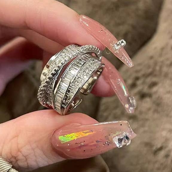 Anillo Retro de Mujer de Plata Ajustable con Circonita para venta al por mayor de UZ Wholesale Store