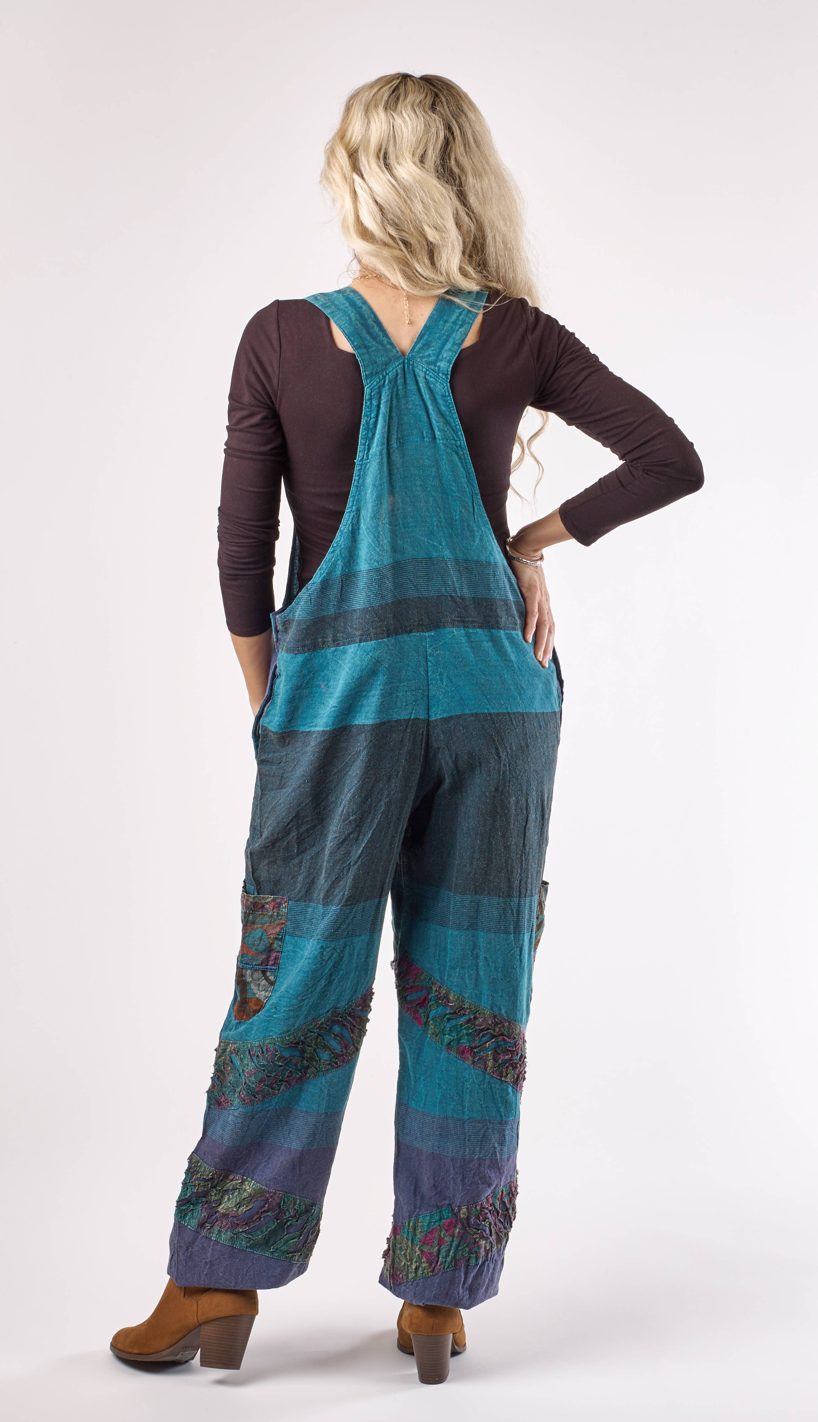 Kaleidoscope Accessories - Wholesale Overalls - Women's - Textured Cotton Patch Overalls, 2 Assorted6