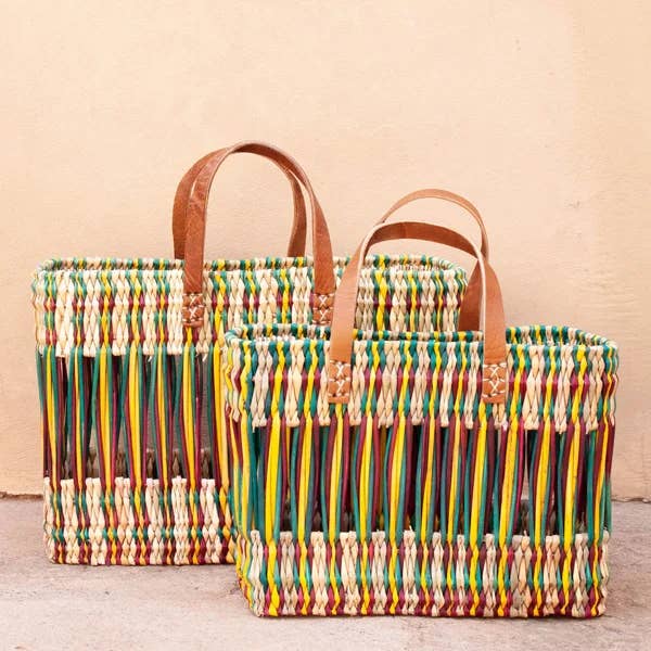 Borsa Reed Tote – Borsa da Mercato Intrecciata – Multicolore per la vendita all'ingrosso da parte di HandHappiness
