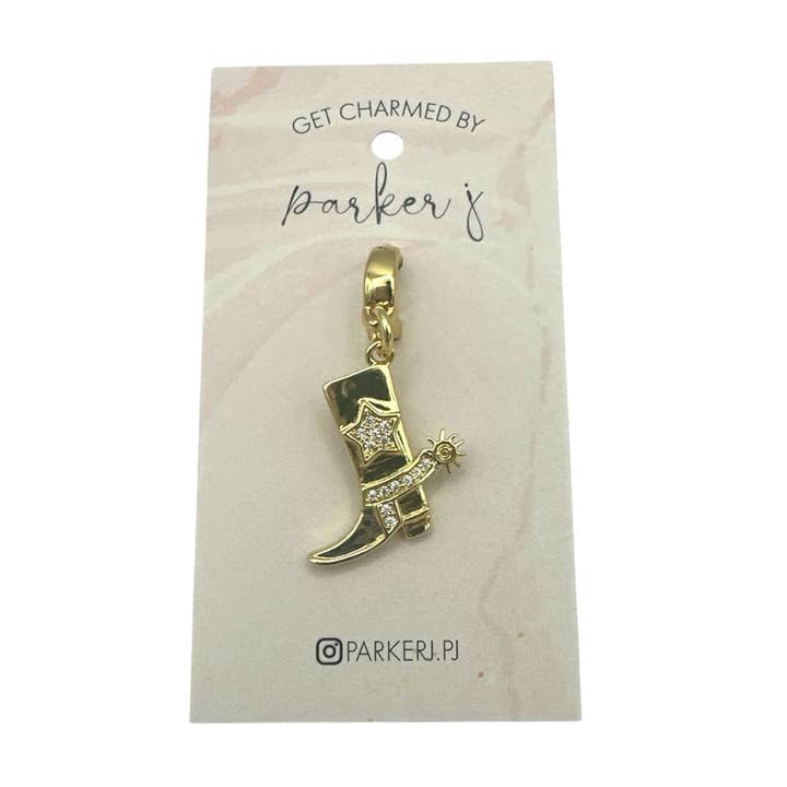 Ciondolo Stivale da Cowboy CZ per la vendita all'ingrosso da parte di Parker J Jewelry & Charm Bar