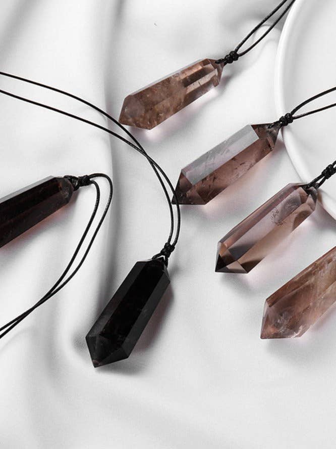 Collar Elegante de Cuarzo Ahumado - Colgante de Piedra Natural, Cristal Sanador, Armonización, Regalo de Cristal de Navidad para venta al por mayor de Moon Rituals