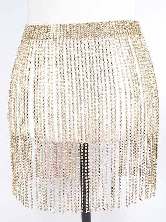 HINESTONE BUCKLE ICONIC FRINGE BELT 111-PB8458 for wholesale by anbfashion