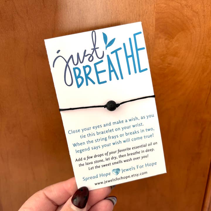 Jewels For Hope - Wholesale Charm/Dangle Bracelet - Aromatherapy Lava Stone Wish Bracelet, Just Breathe 0