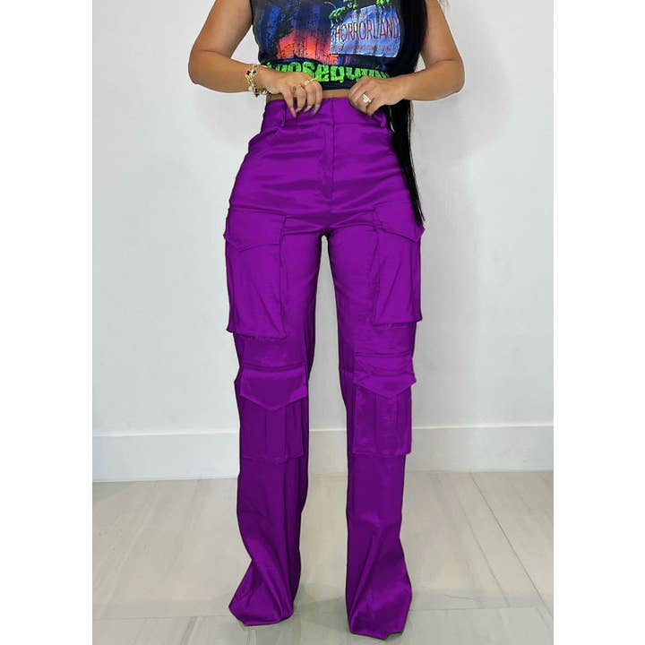 MB Fashion Wholesale - Wholesale Pants - Women's - MB FASHION High-Waisted Cargo Pants with Pockets 0617LY2