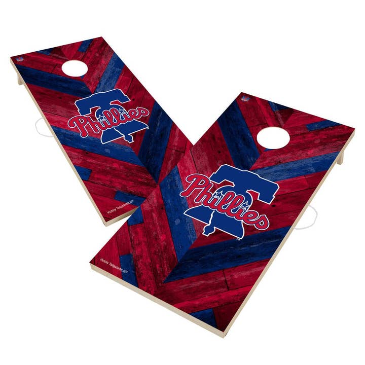 Philadelphia Phillies Herringbone Cornhole Board Set for wholesale by Skip's Garage