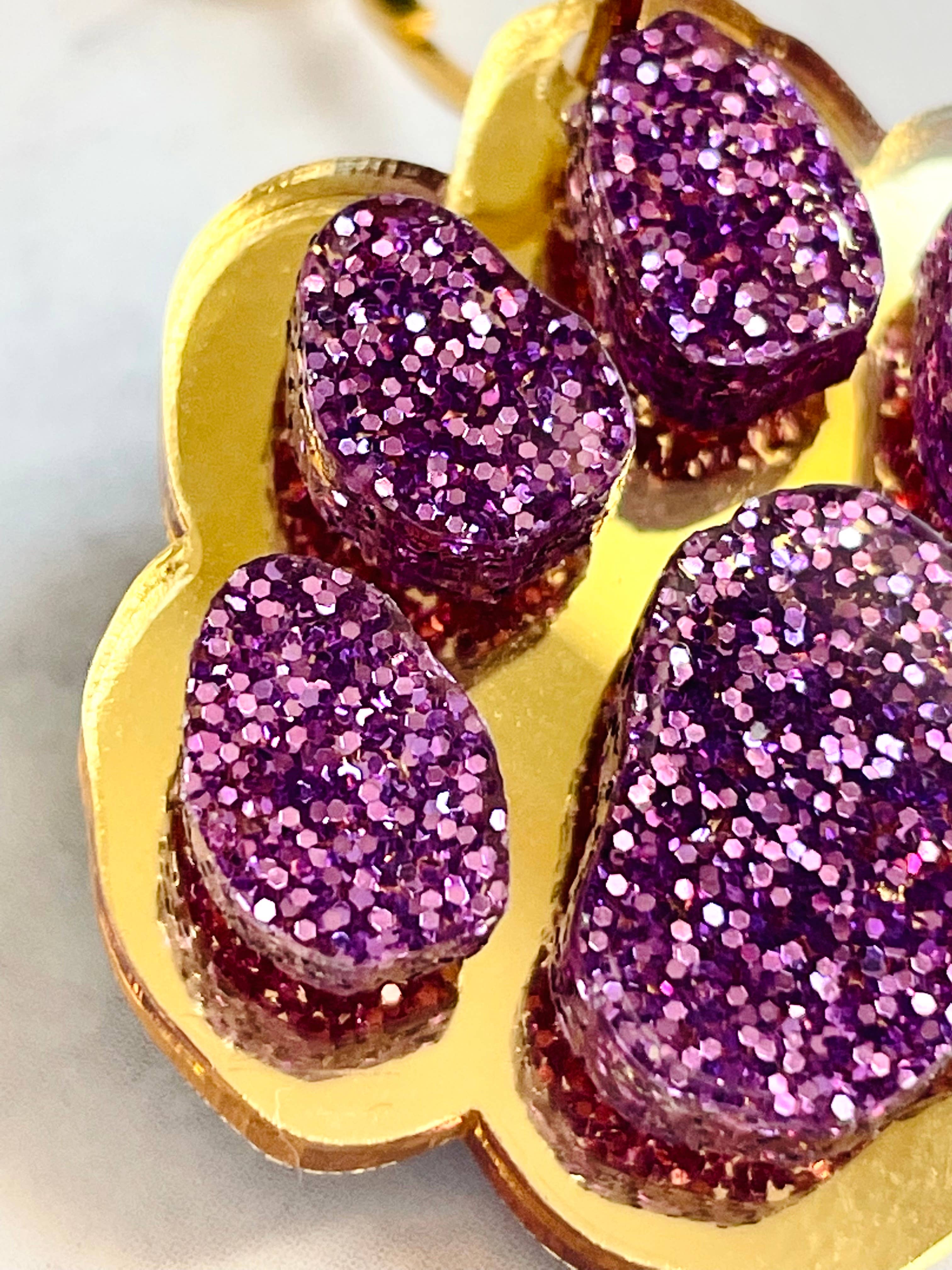 Louie Love - Wholesale Hoop Earrings - Purple & Gold Football Sports Paw Hoop Earrings4