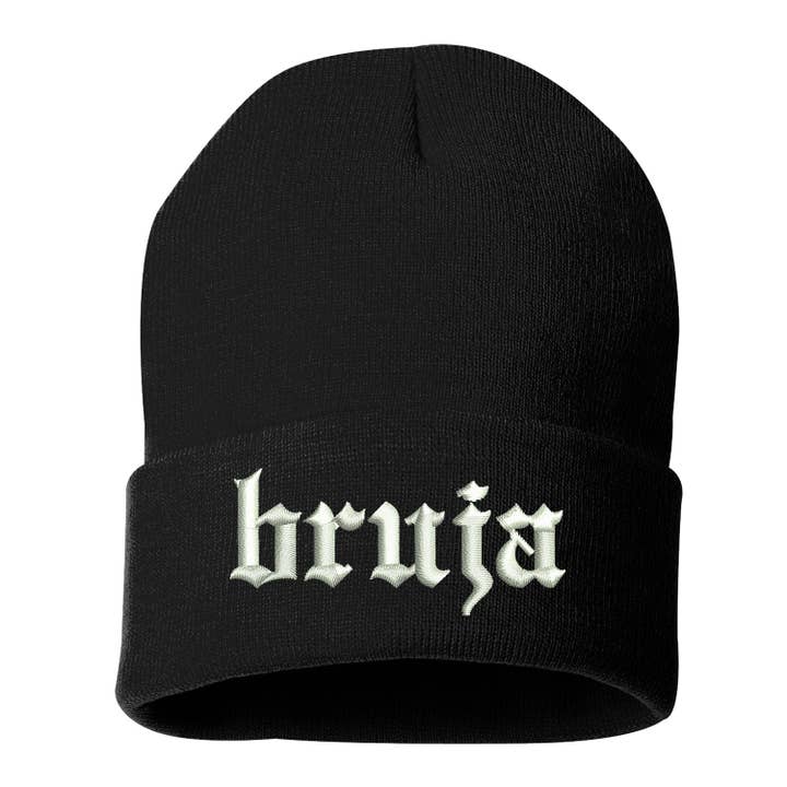 DSY Lifestyle - Wholesale Beanie - Women's - Bruja Embroidered Cuffed Beanie | Witchy Latina Style4
