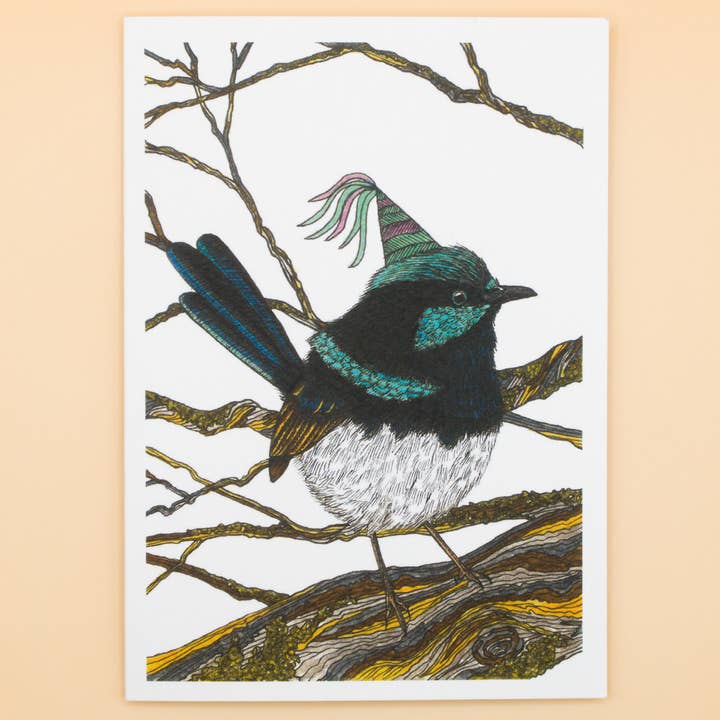 Superb Fairywren Greeting Card Australian Bird Birthday Card for wholesale by Sunshine Sea Art