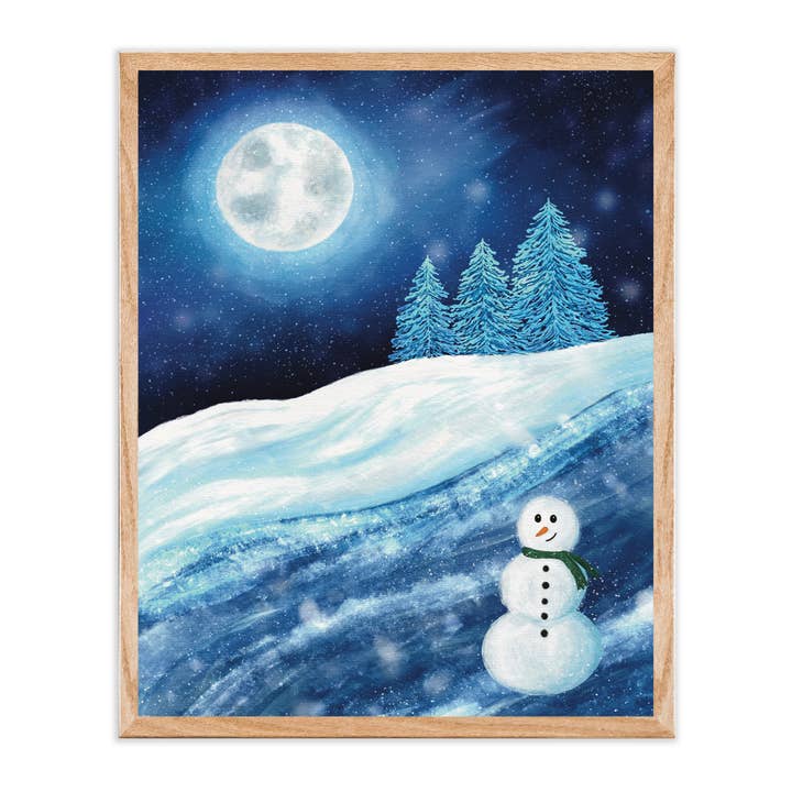 Snowy Winter Night Art Print for wholesale by Green Artist Designs