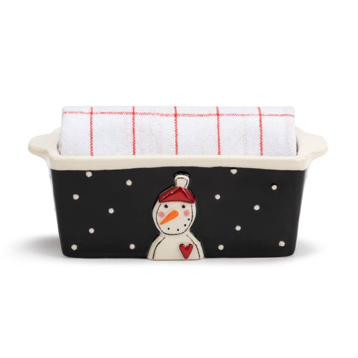 Mini Loaf Pan with Towel Set - Evening Snowman for wholesale by DEMDACO
