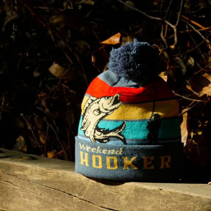 Northern Icons Creations INC - Wholesale Beanie - Unisex - Weekend Fishing Hook Beanie Knit Winter Hat with Pom Pom for Outdoor Anglers3
