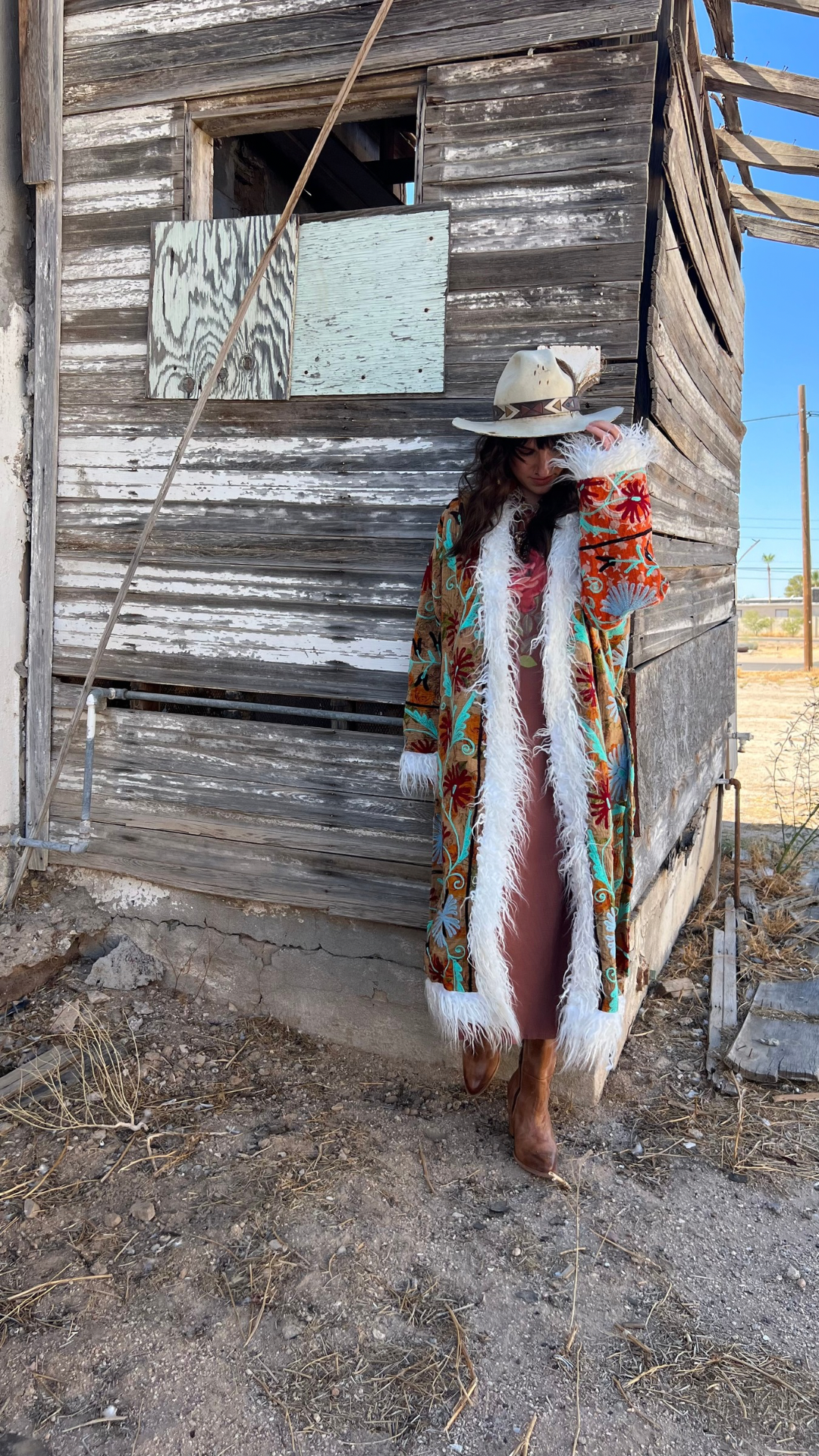 Wylder Trading Company - Wholesale Fur/Faux Fur Coat - Women's - Canyon Bloom Coat 027 (Long-Length) | Penny Lane Style Boho15