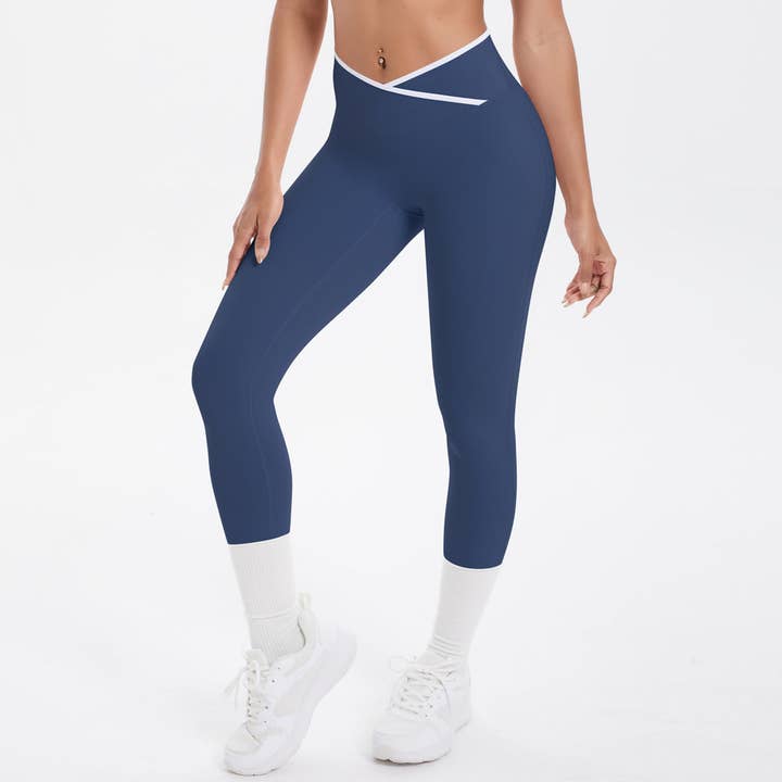 Pantaloni da Yoga Skinny Nude Feel a Contrasto di Colore Sexy Sollevamento Fianchi a Vita Alta Incrociata Pantaloni Corti da Donna per Fitness Sportivo per la vendita all'ingrosso da parte di Svelte Seduction