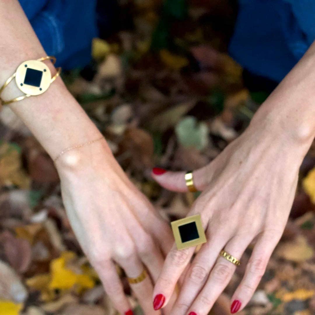 nostalgique NYC – Pulseira de punho por atacado – Pulseira Hero Black Onyx Gold8