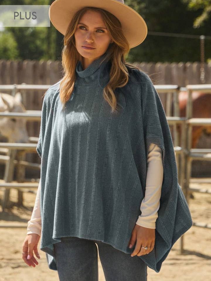 Plus Melanged Soft Knit Batwing Cape Top for wholesale by Oddi