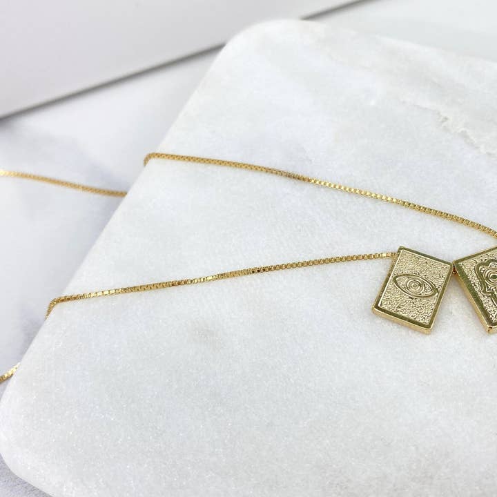 Luxus Accessories – Großhandel Kette mit Anhänger/Charm – Skapulier-Halskette mit 18-karätigem Gold gefüllt, 1 mm Box Link