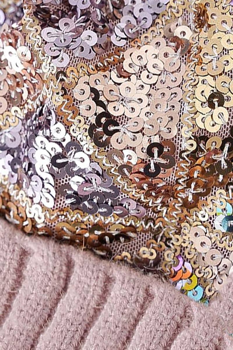 Cap Zone - Wholesale Beanie - Women's - Chevron Sequins Embellished Knitted Beanie3