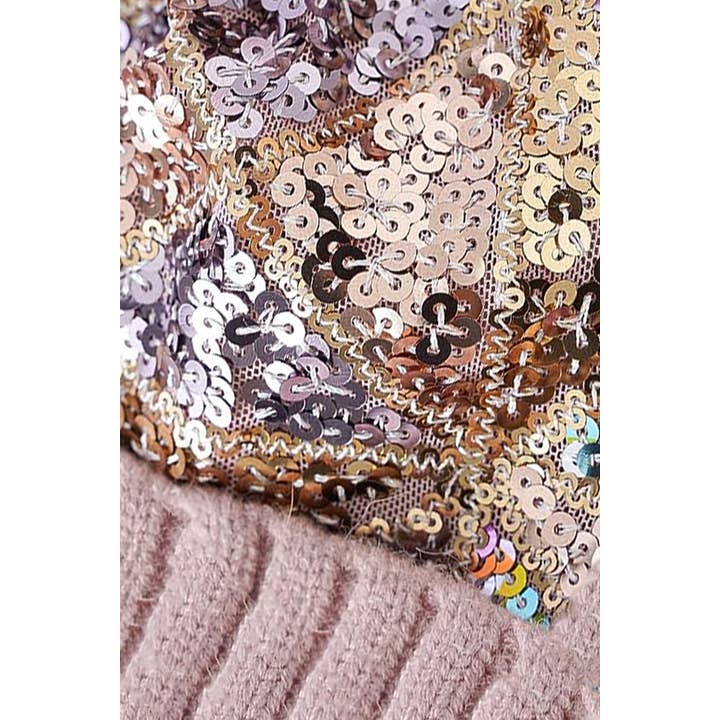 Cap Zone - Wholesale Beanie - Women's - Chevron Sequins Embellished Knitted Beanie3