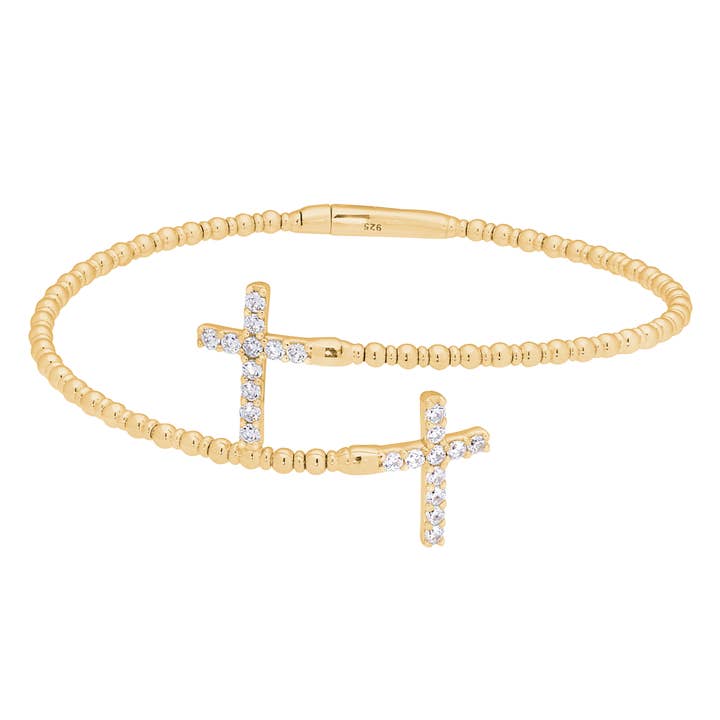 Gold Vermeil Sterling Silver Double Cross Flexible for wholesale by Kelly Waters