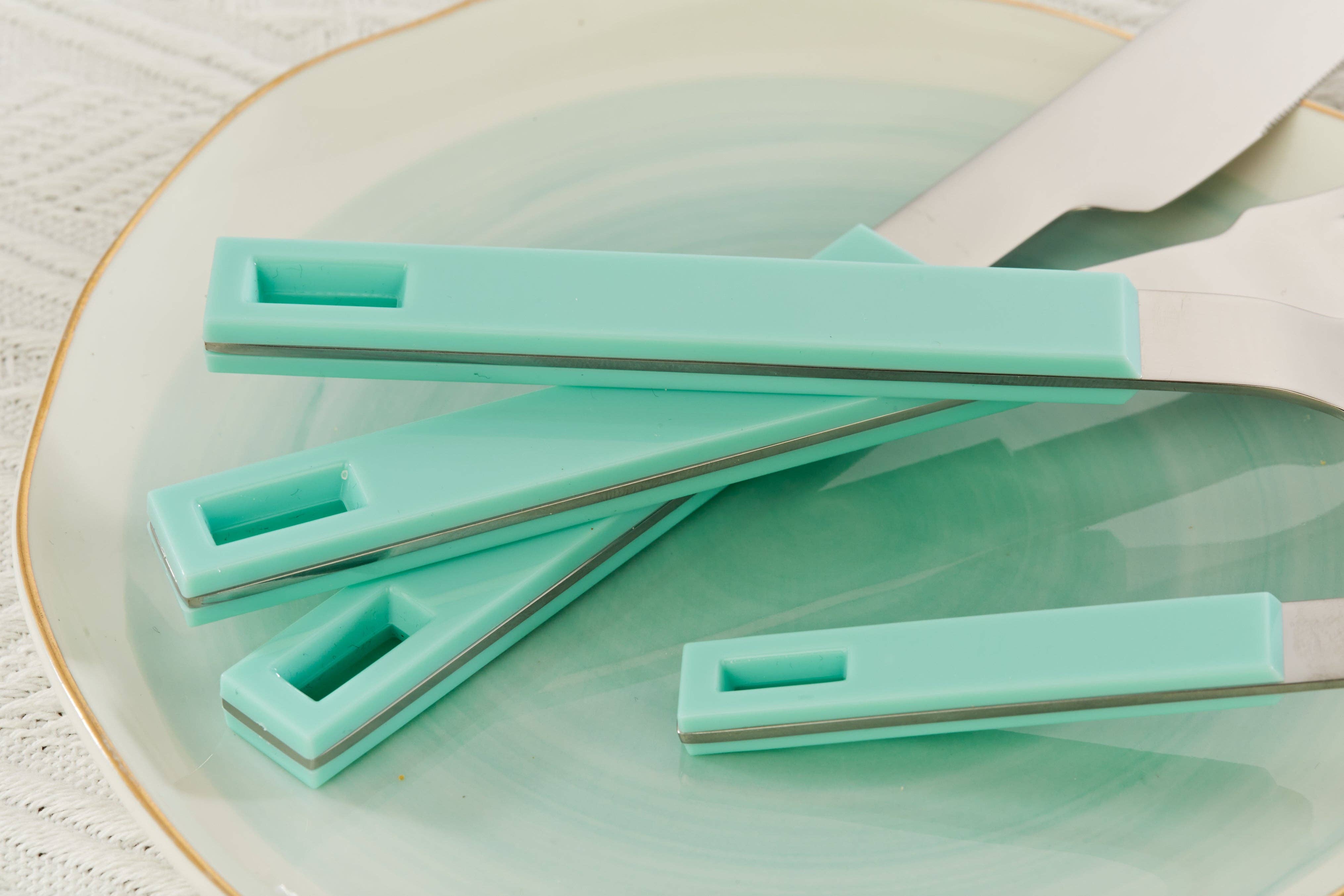 ANNOVA - Wholesale Flatware Set - ANNOVA Block Handle Silverware Set 20 Pieces Color Modern Style Flatware61