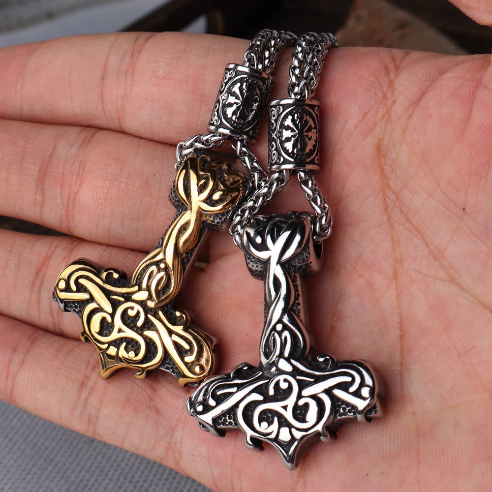 Gemcohub – Großhandel Kette mit Anhänger/Charm – Retro Thors Hammer Herren- und Damenhalskette5